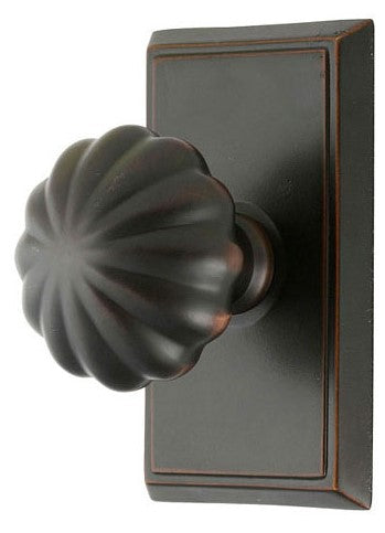 ##Antique Hardware## Solid Brass Melon Door Knob Set With Rectangular Rosette