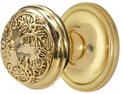 ##Antique Hardware## Traditional Rosette Door Set with Floral Leaf Pattern Knob (Several Finishes Available)