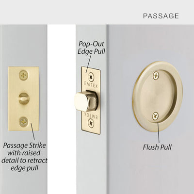 ##Antique Hardware## Round Solid Brass Pocket Door Tubular Passage Set (Several Finish Options)