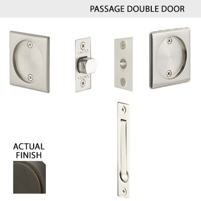 ##Antique Hardware## Square Solid Brass Pocket Door Tubular Double Door Set (Several Finish Options)