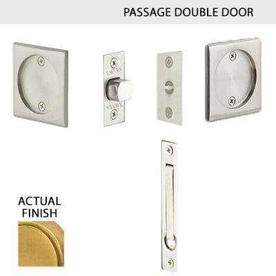 ##Antique Hardware## Square Solid Brass Pocket Door Tubular Double Door Set (Several Finish Options)