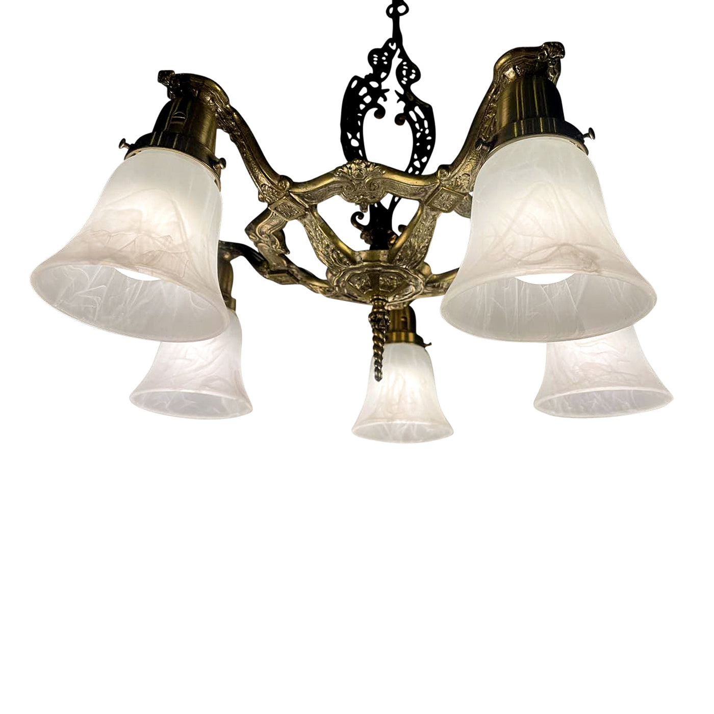 ##Antique Hardware## 26 Inch Theatre Style 5-Light Antique Chandelier