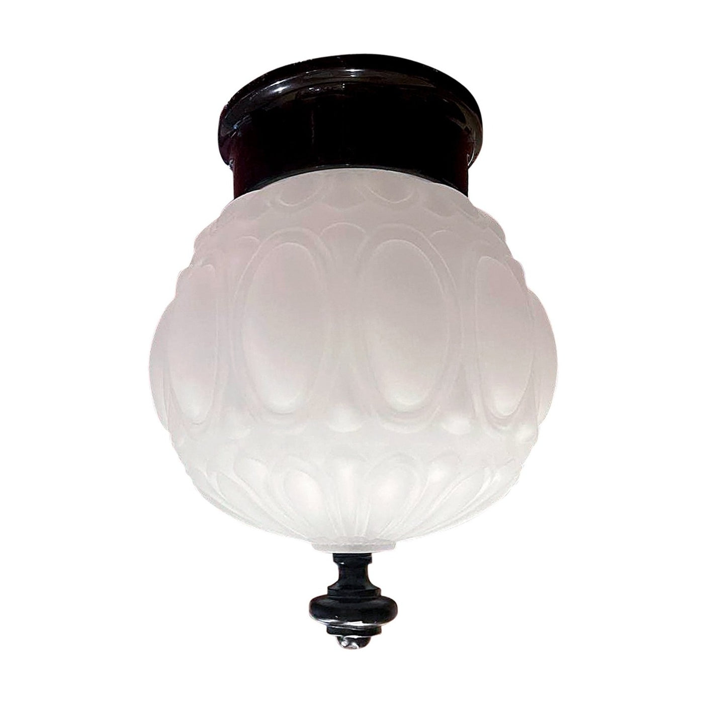 ##Antique Hardware## Colonial Style Glass Shade Overhead Ceiling Light Fixture (Flat Black Finish)