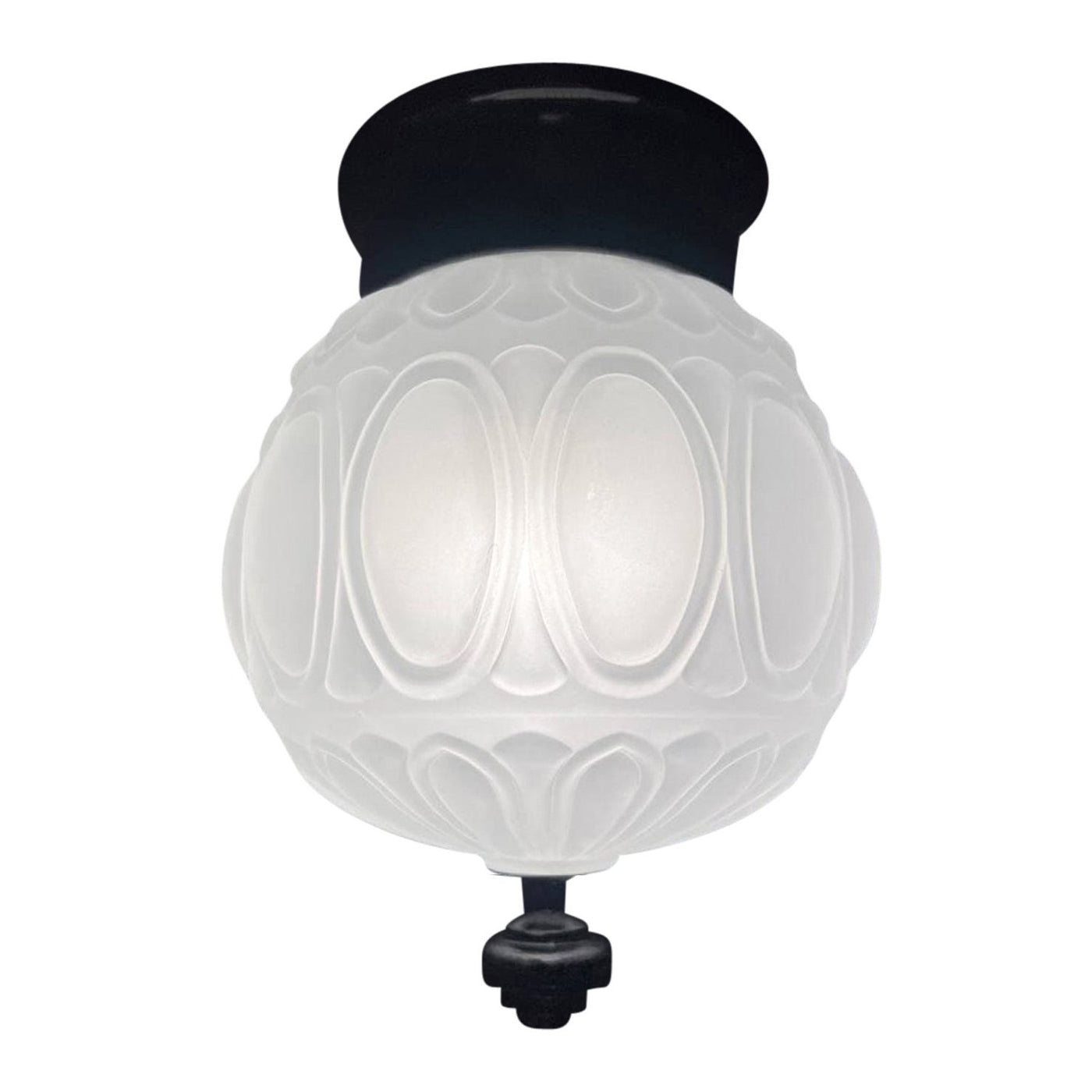 ##Antique Hardware## Colonial Style Glass Shade Overhead Ceiling Light Fixture (Flat Black Finish)