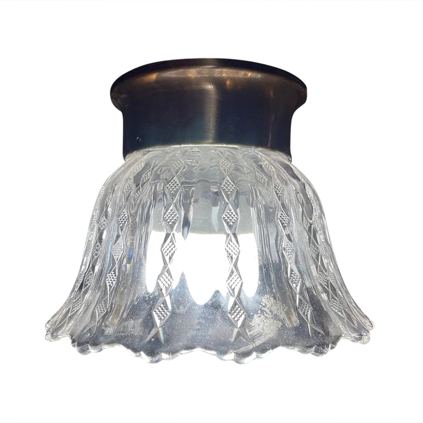 ##Antique Hardware## Clear Glass Shade Overhead Ceiling Light Fixture (Antique Brass Finish)