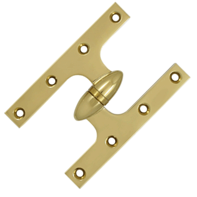 ##Antique Hardware## 6 Inch x 4 Inch Solid Brass Olive Knuckle Hinge