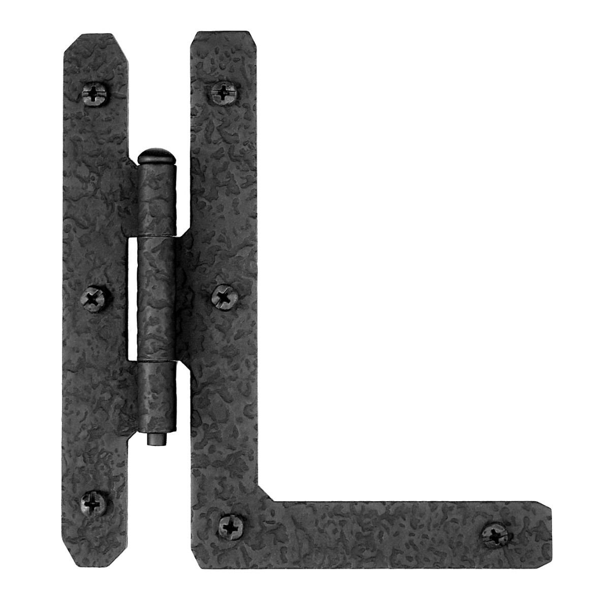 ##Antique Hardware## 7 Inch Cast Iron H L Hinge: Pair of Black Matte Iron Hinges