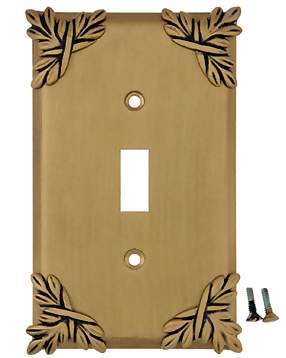 ##Antique Hardware## Ribbon & Reed Sonnet Leaf Wall Plate (Antique Brass Gold Finish)