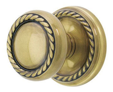 ##Antique Hardware## Solid Brass Rope Door Knob Set With Rope Rosette (Several Finish Options)