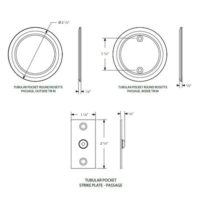 ##Antique Hardware## Round Solid Brass Pocket Door Tubular Passage Set (Several Finish Options)