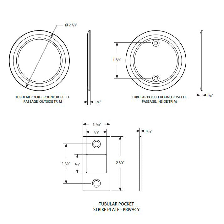 ##Antique Hardware## Round Solid Brass Pocket Door Tubular Privacy Set (Several Finish Options)