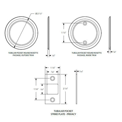 ##Antique Hardware## Round Solid Brass Pocket Door Tubular Privacy Set (Several Finish Options)