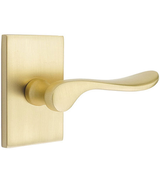 Antique Hardware Emtek Solid Brass Luzern Lever With Modern Rectangular Rosette (Several Finish Options) EMTEK LEVER DOOR KNOB