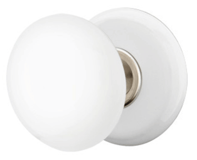 ##Antique Hardware## Ice White Porcelain Door Knob Set With Porcelain Rosette (Several Finish Options)