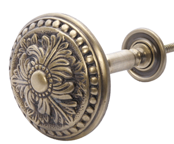 ##Antique Hardware## Solid Brass Curtain Tie Back - Large Baroque Button Style (Several Finishes Available)