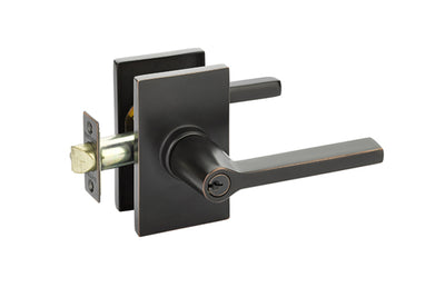 Antique Hardware Emtek Solid Brass Helios Key In Door Lever with Modern Rectangular Rosette EMTEK LEVER DOOR KNOB