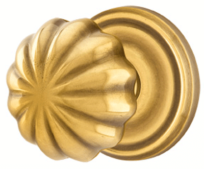 ##Antique Hardware## Solid Brass Melon Door Knob Set With Regular Rosette (Several Finish Options)