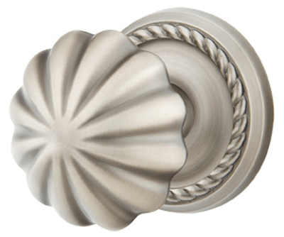 ##Antique Hardware## Solid Brass Melon Door Knob Set With Rope Rosette (Several Finish Options)