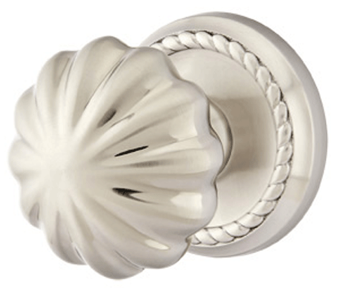 ##Antique Hardware## Solid Brass Melon Door Knob Set With Rope Rosette (Several Finish Options)