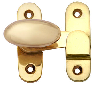 ##Antique Hardware## Traditional Solid Brass Oval Knob Latch Set (Polished Brass Finish)