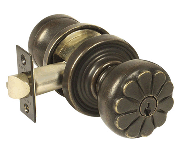 ##Antique Hardware## Solid Brass Petal Key In Door Knob with #12 Rosette