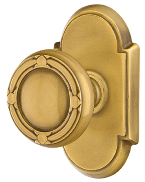 ##Antique Hardware## Solid Brass Ribbon & Reed Door Knob Set With # 8 Rosette (Several Finish Options)