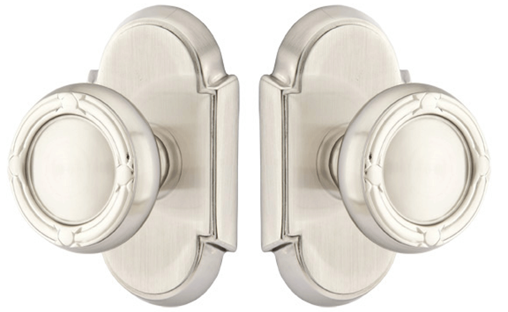 ##Antique Hardware## Solid Brass Ribbon & Reed Door Knob Set With # 8 Rosette (Several Finish Options)