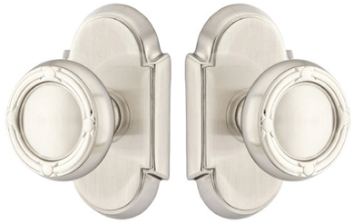 ##Antique Hardware## Solid Brass Ribbon & Reed Door Knob Set With # 8 Rosette (Several Finish Options)