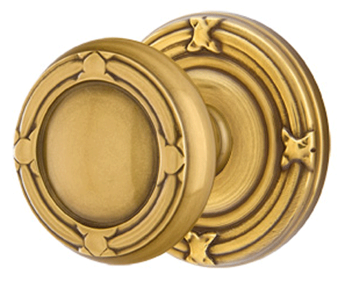 ##Antique Hardware## Solid Brass Ribbon & Reed Door Knob Set With Ribbon & Reed Rosette (Several Finish Options)