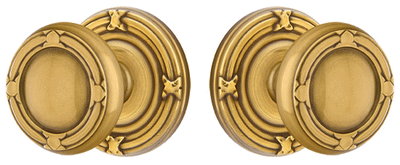 ##Antique Hardware## Solid Brass Ribbon & Reed Door Knob Set With Ribbon & Reed Rosette (Several Finish Options)