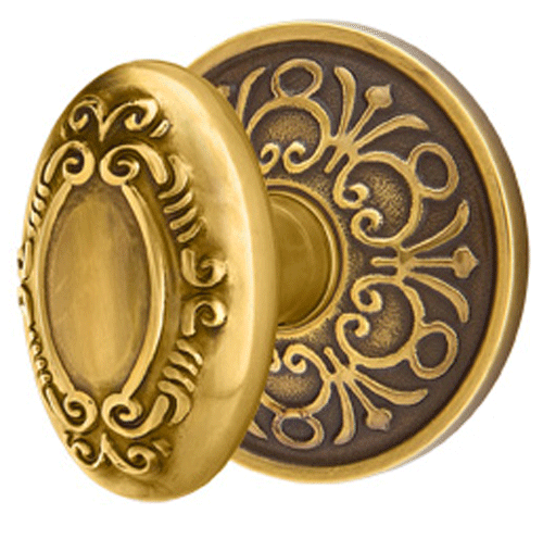 ##Antique Hardware## Solid Brass Victorian Door Knob Set With Lancaster Rosette (Several Finish Options)