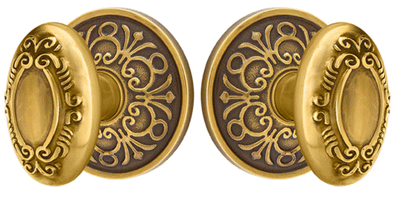 ##Antique Hardware## Solid Brass Victorian Door Knob Set With Lancaster Rosette (Several Finish Options)