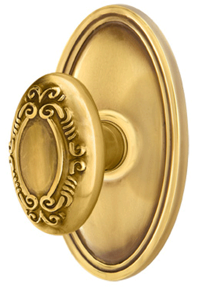 ##Antique Hardware## Solid Brass Victoria Door Knob Set With Oval Rosette (Several Finish Options)