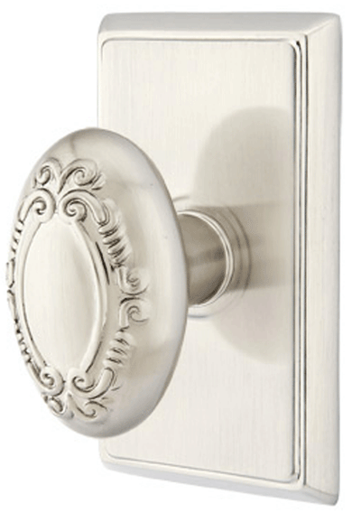 ##Antique Hardware## Solid Brass Victoria Door Knob Set With Rectangular Rosette (Several Finish Options)