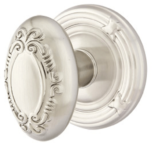 ##Antique Hardware## Solid Brass Victoria Door Knob Set With Ribbon & Reed Rosette (Several Finish Options)