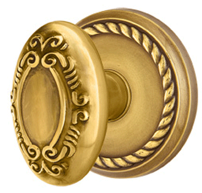 ##Antique Hardware## Solid Brass Victoria Door Knob Set With Rope Rosette (Several Finish Options)