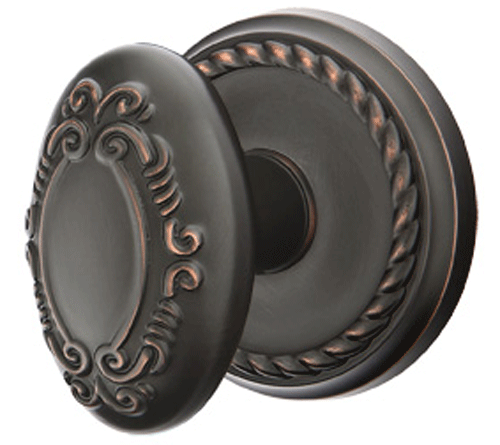 ##Antique Hardware## Solid Brass Victoria Door Knob Set With Rope Rosette (Several Finish Options)