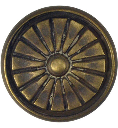 ##Antique Hardware## 1 1/4 Inch Solid Brass Vintage Art Deco Fan Cabinet and Furniture Knob